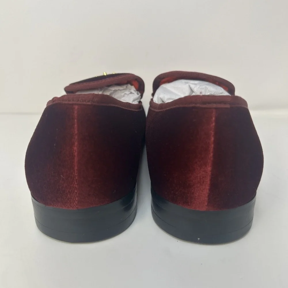 Erphpre Paul Men's Luxury Velvet Loafers – Burgundy/Gold – Size 7 Gold Lion NIB